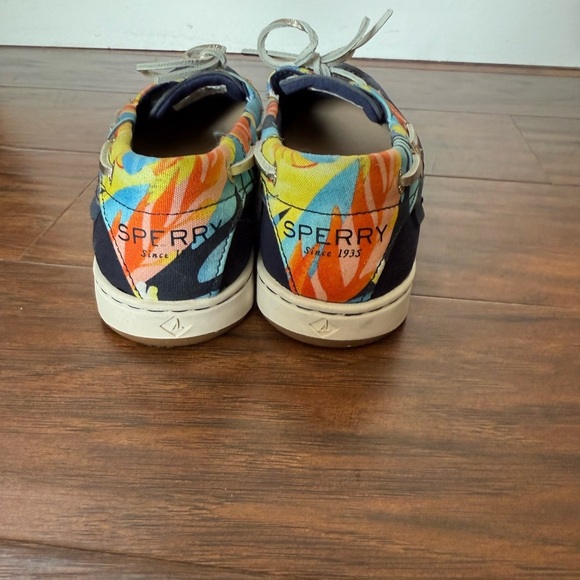 Sperry Women's Starfish Textile and Leather Navy and Coral Flats-Size 6.5 - Picture 3 of 11